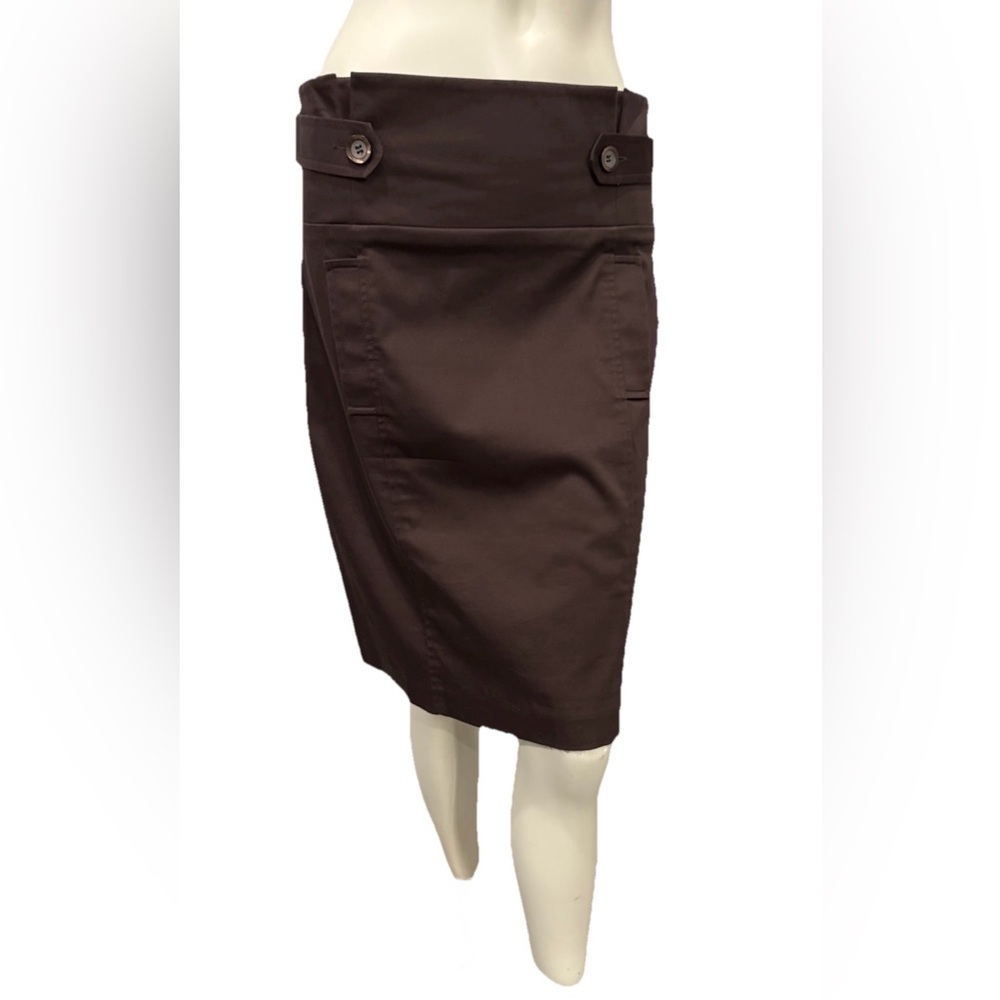 BCBG Generation Brown Pencil Skirt | High Rise Cotton Stretch | Size 12